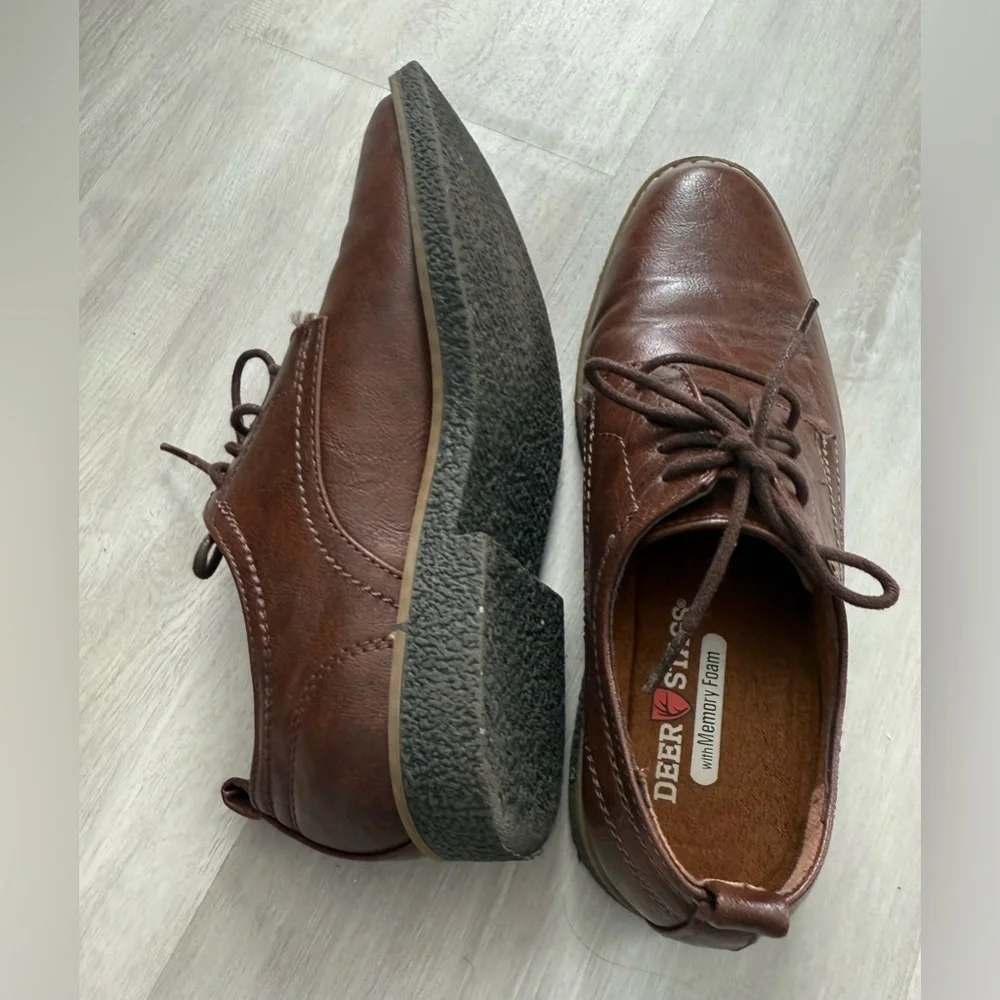 Deer Stags Boys' Zander Lace-up Dress Comfort Oxford Brown Dark Brown Sz 3 kids